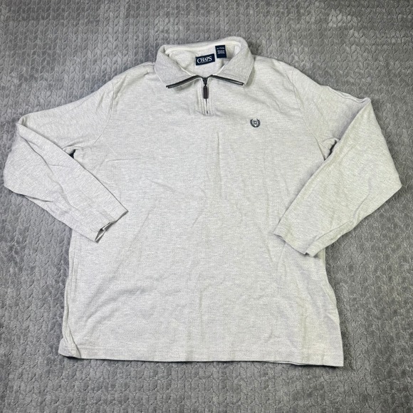 Chaps Other - Chaps Mens XL Quarter Zip Pullover Sweater Grey Textured Cotton Long Sleeve Mock